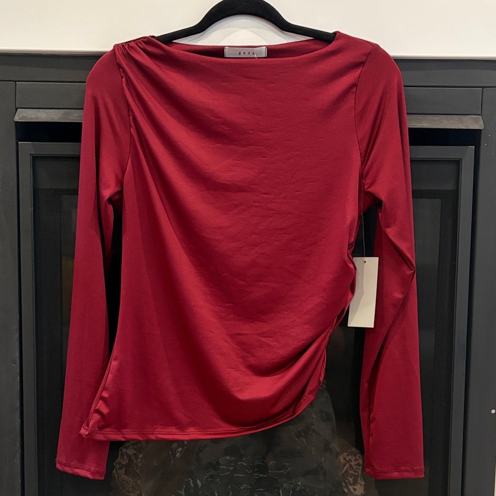 ❤️🔥3/$20 Gaze Elegant Burgundy Long Sleeve Top